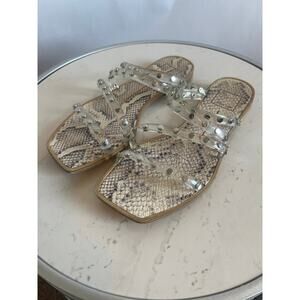 DOLCE VITA ITZABEL STUDDED SLIP ON FLAT SANDALS CLEAR STUD STRAPS SIZE 7 1/2